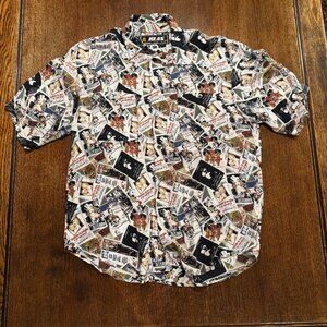 Vintage 100% silk short sleeve movie print shirt